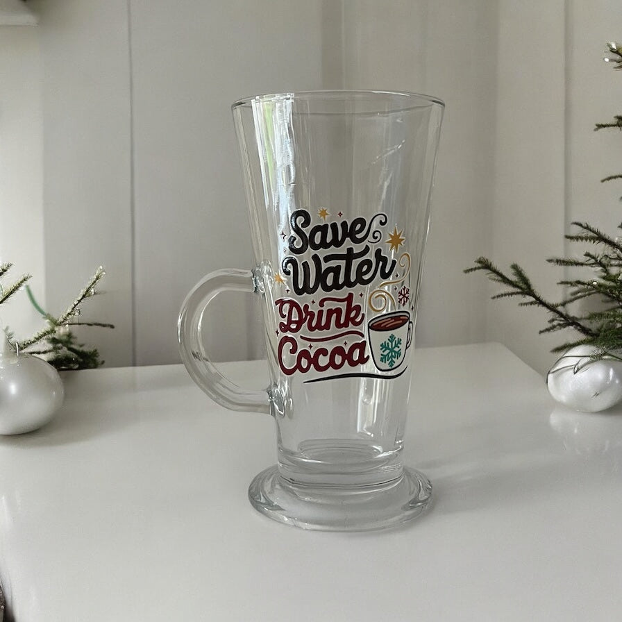 Save Water Drink Cocoa Glass Mug Gift Set