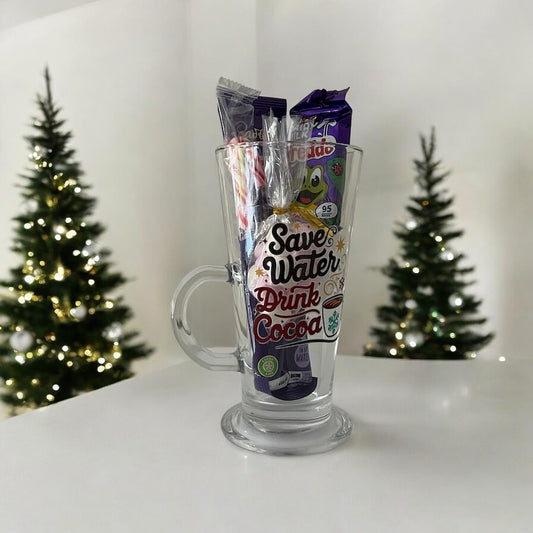 Save Water Drink Cocoa Glass Mug Gift Set