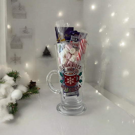 Sleigh Rides and Hot Cocoa Glass Mug Gift Set