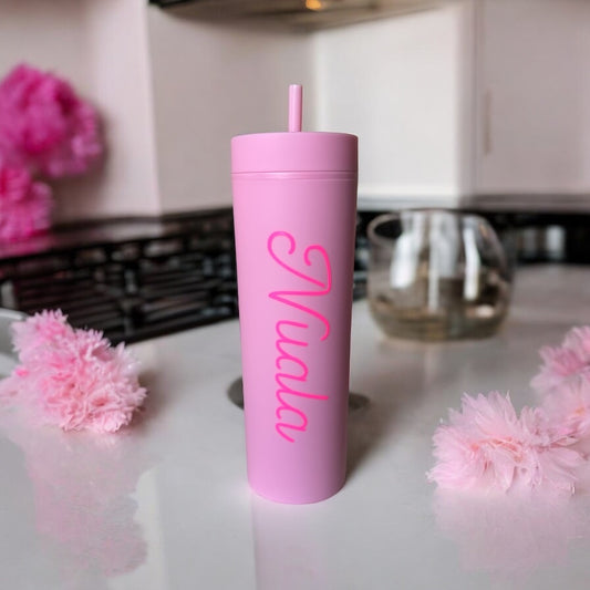 Pink Plastic Tumbler